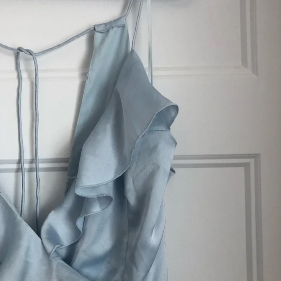 DYNAMITE Ruffled Hem Blue Dress - Picture 2 of 8